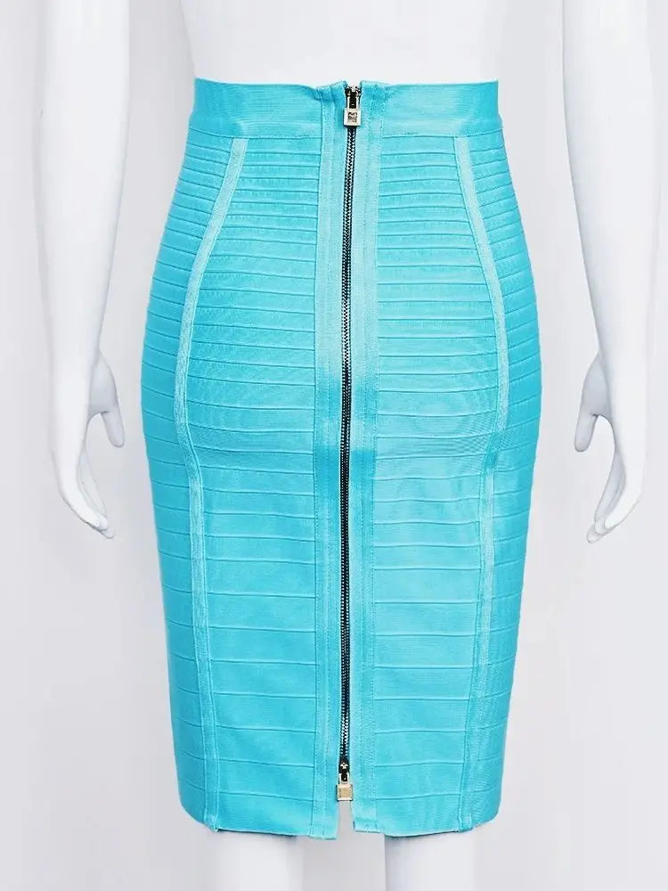 BEAUKEY Sexy Pencil Bandage Skirt Striped Quality Luxury Zipper Skirts Party Celebrity Wholesale XL Red Blue Black Slim Skirts