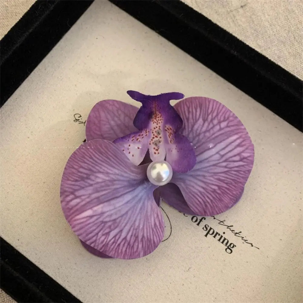 Hair Accessories Flower Hair Clip Hair Ornament Pink Orchid Orchid Hairpin Side Barrettes Headdress Bohemia Barrettes