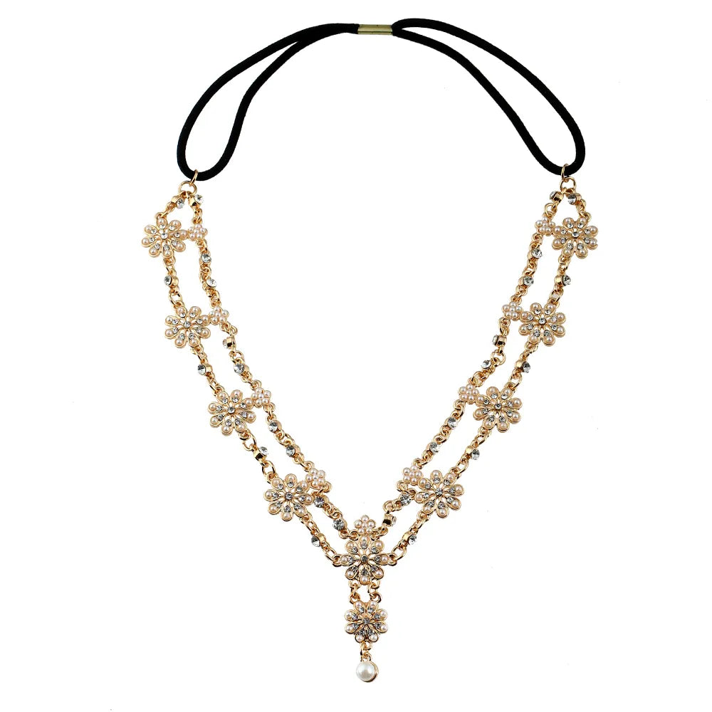 Boho Crystal Bride Headdress Hair Accesories New Fashion Elegant Head Chain Jewelry Women Wedding Accessories Bridal Headpiece