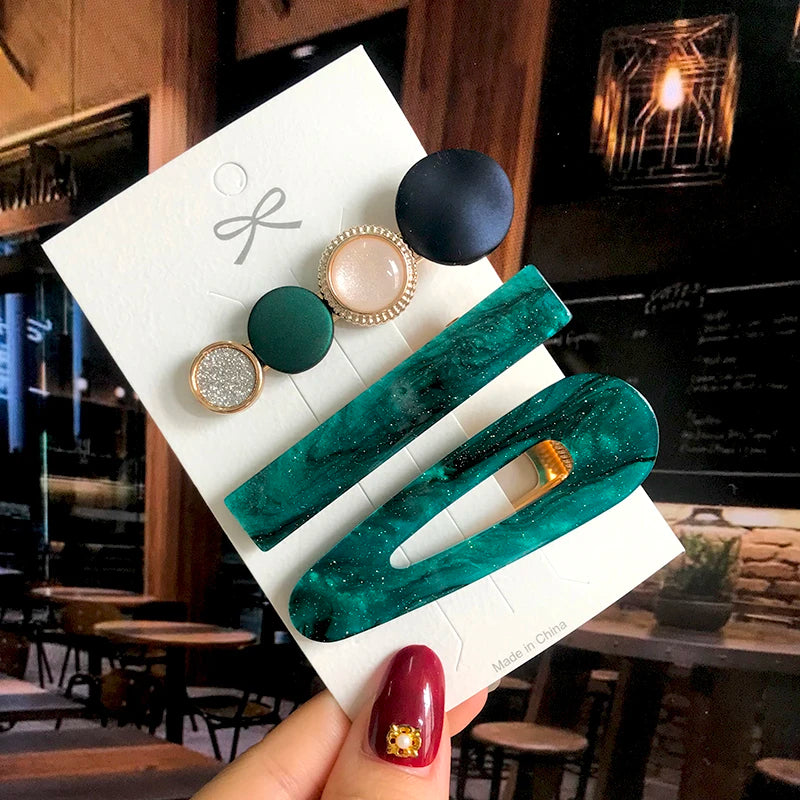 1 Set Acrylic Pearl Hair Barrettes Fashion Geometric Women Hair Clip Hairgrips Hair Accessories for Girls Hair Pins Jewelry