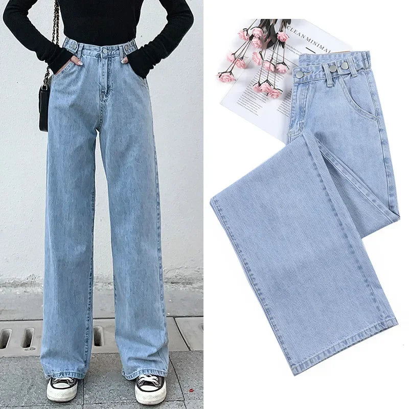 Streetwear High Waist Women's Fashion Jeans Woman Girls Women Wide Leg Pants Trousers Female Jean Femme Denim Bagge Mom Jeans