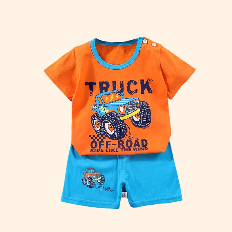 Fashion Kids Clothes Boys Girls Sets Top Shorts 2PCS 100% Cotton Soft Summer Children Baby Cloths T-Shirt Shorts Toddler Suit
