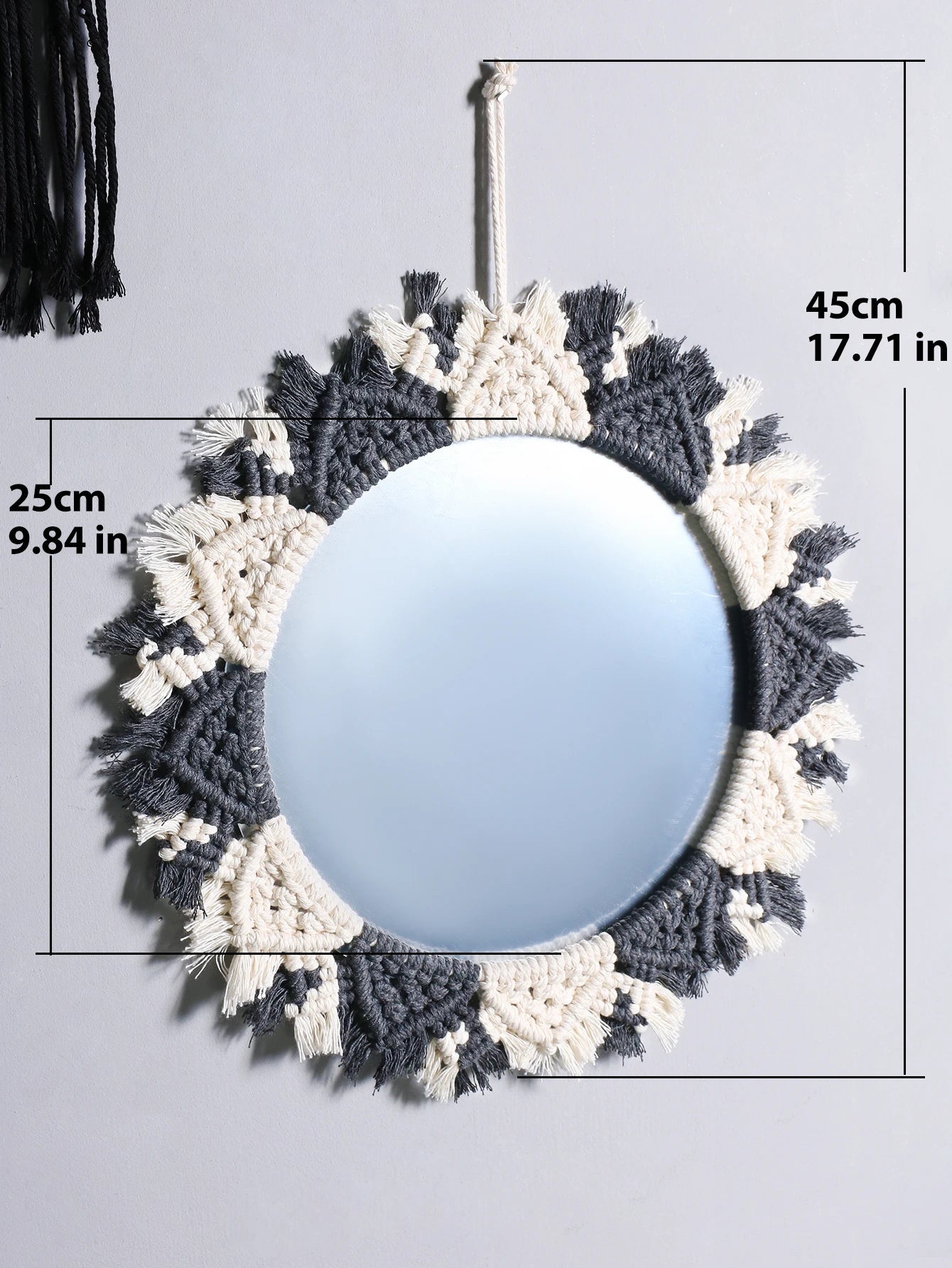 Boho Decorative Mirrors Macrame  Round Mirror Aesthetic Room Decor Hanging Wall Mirror for Bedroom Living Room House Decoration