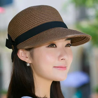 Hats Women's Summer Straw Hat Sunshade Beach Hat Equestrian Hat Sunscreen Sun Hat Duck Tongue Hat Outdoor Travel Summer