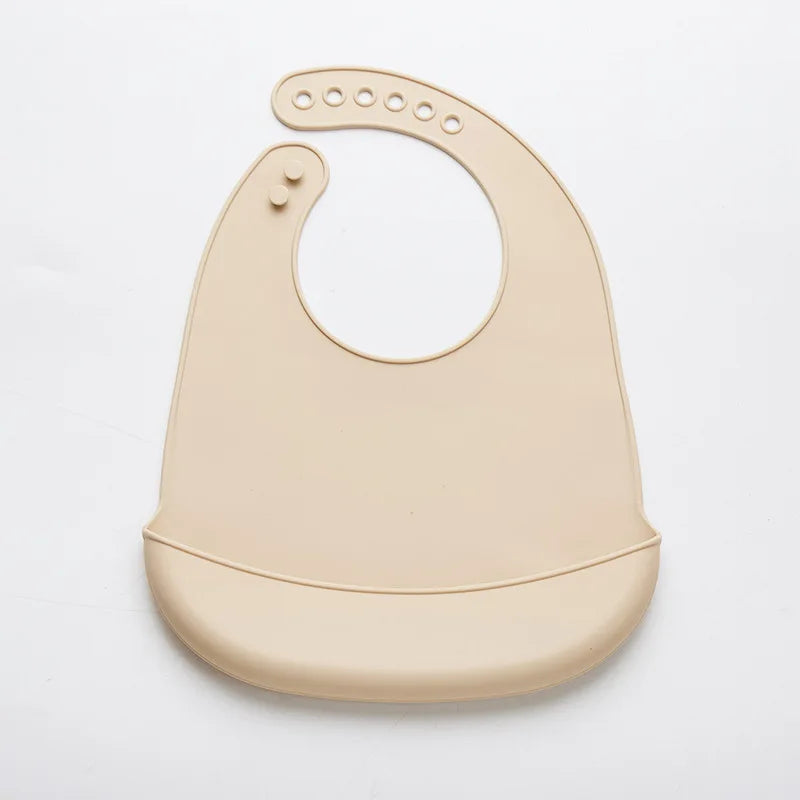 Baby Silicone Bibs Babies Waterproof Bib Solid Color 6-Speed Adjustment Saliva Pocket Children's Burp Cloths Accessories Newborn