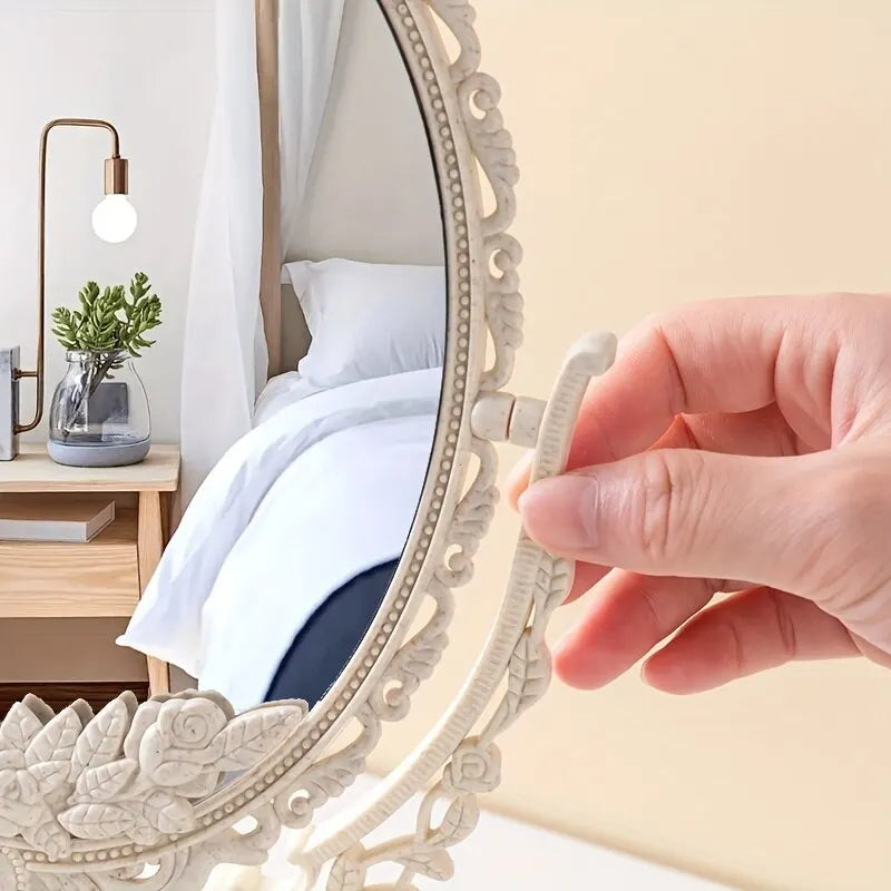 Vintage Makeup Mirror European Desktop Makeup Mirror Double Sided Minimalist Makeup Mirror - My Store