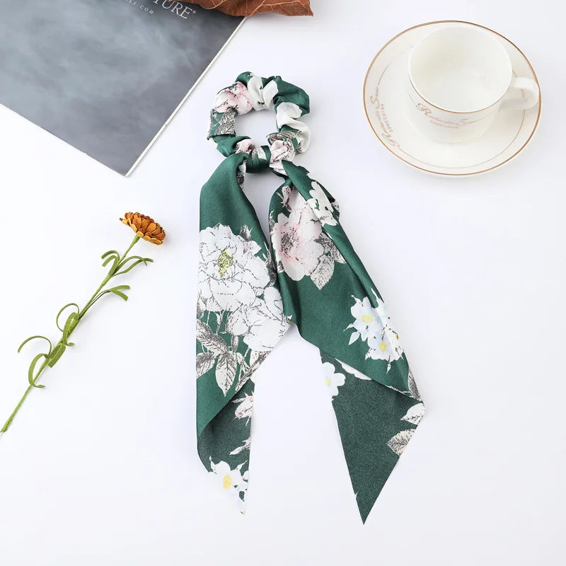 Fashion Dots Scrunchies Long Hair Rope Korean Hair Ties for Women Ponytail Scarf Sweet Elastic Hair Band Hair Accessories