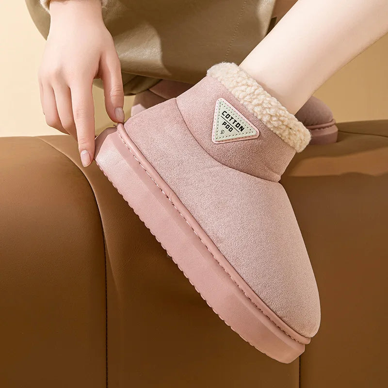 Pallene Winter Plush Snow Boots for Women Outdoor Non-Slip Casual Furry Cotton Boots Indoor Warm Cozy Home Shoes Fuzzy Flat Boot