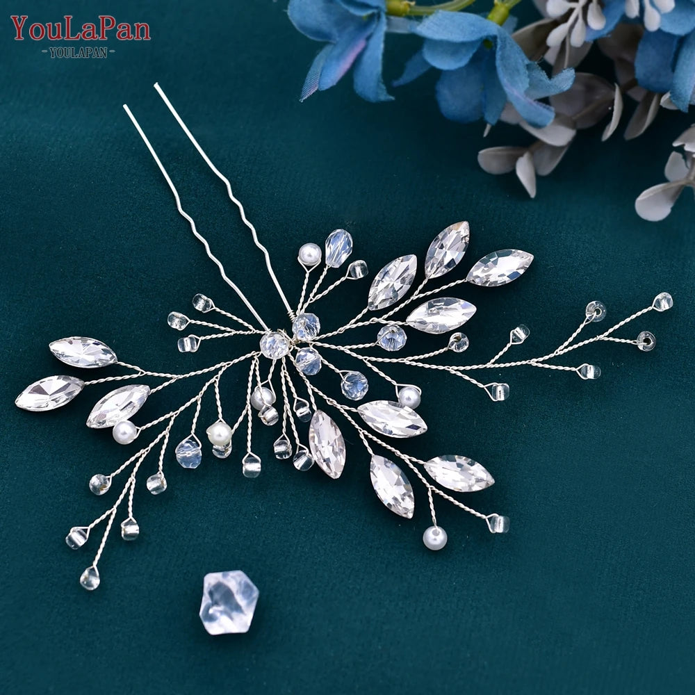 TOPQUEEN U Hair Pins Wedding Hair Accessories Rhinestone Headpieces Ladies Hairs Accessories Korean Women Hair Comb HP103-1