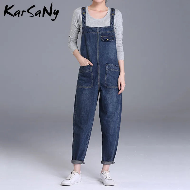 KarSaNy Denim Overalls Jeans Women Jumpsuit Mom Denim Jeans Woman Casual Blue Jean Overalls for Women Elegant Autumn