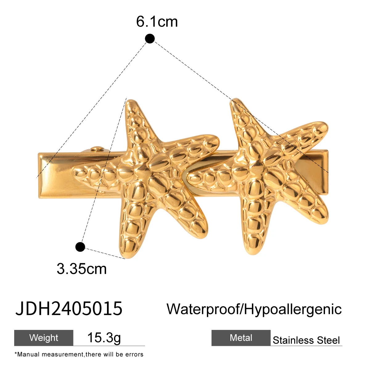 Uworld Starfish Hair Accessories 18K Gold Color Waterproof Stainless Steel Hairpin Headband 2024 Hair Accessories Fashion Jewelr