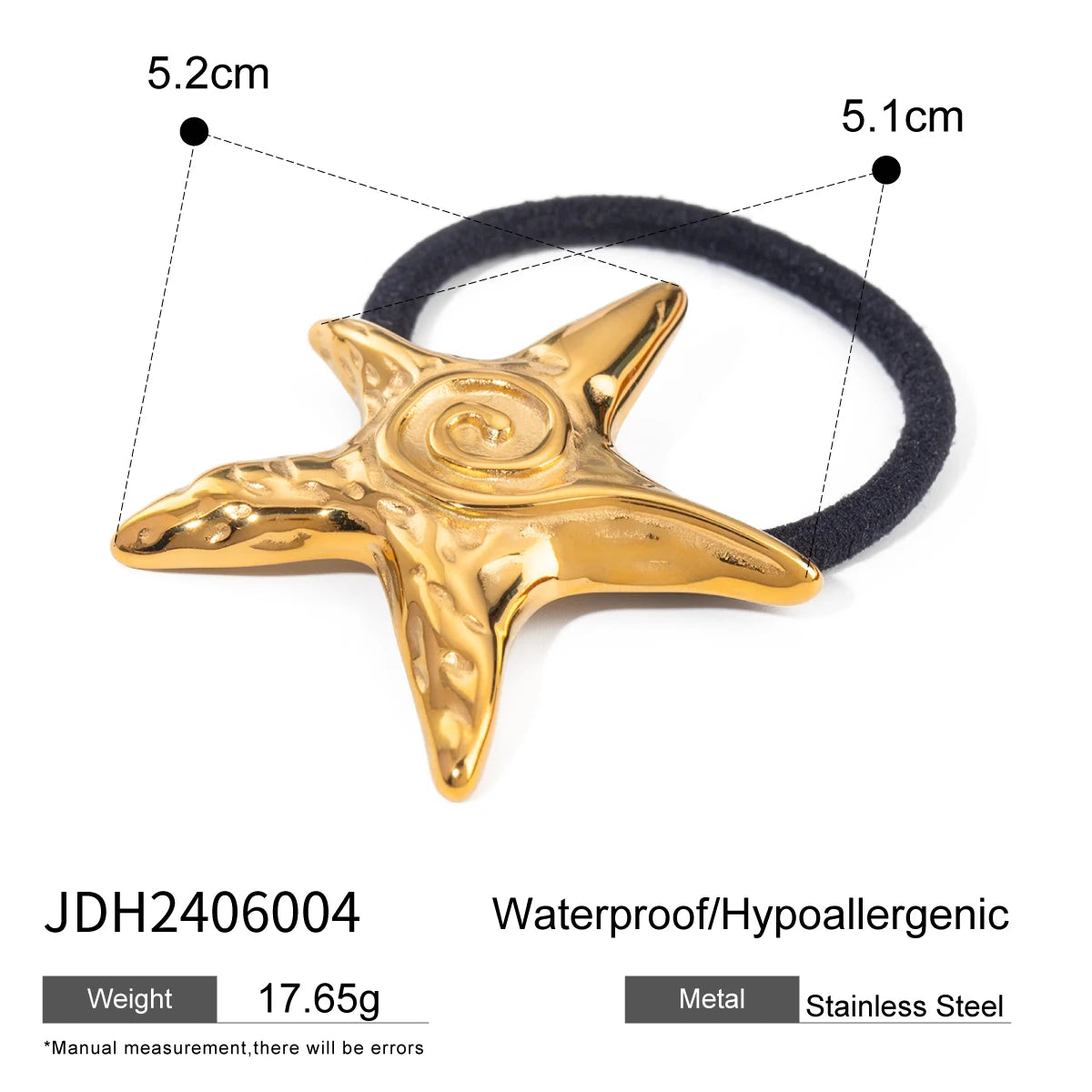 Uworld Starfish Hair Accessories 18K Gold Color Waterproof Stainless Steel Hairpin Headband 2024 Hair Accessories Fashion Jewelr
