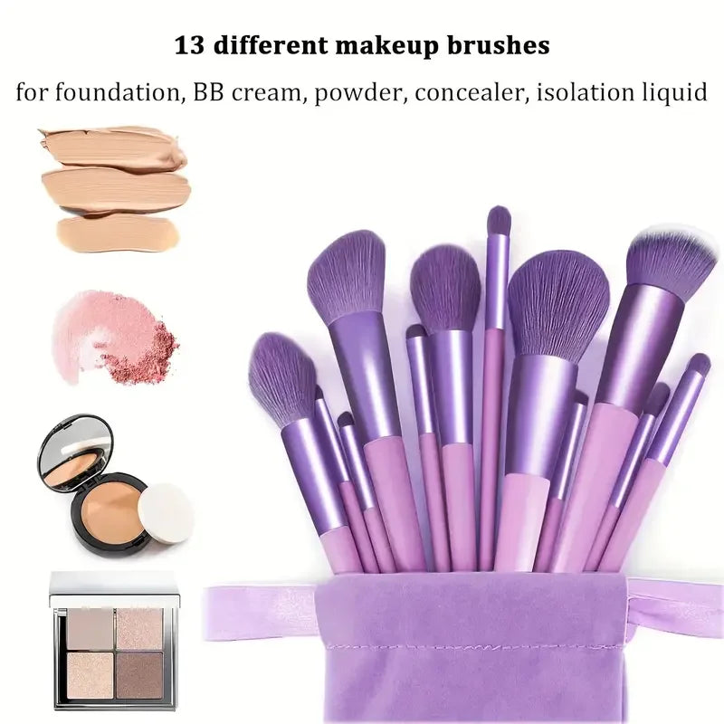 Professiona 13PCS Makeup Brushes Set Foundation Eyeshadow Blush Powder Blending Soft Fluffy Cosmetic Full Set Female Makeup Tool - My Store