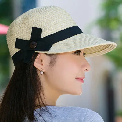 Hats Women's Summer Straw Hat Sunshade Beach Hat Equestrian Hat Sunscreen Sun Hat Duck Tongue Hat Outdoor Travel Summer