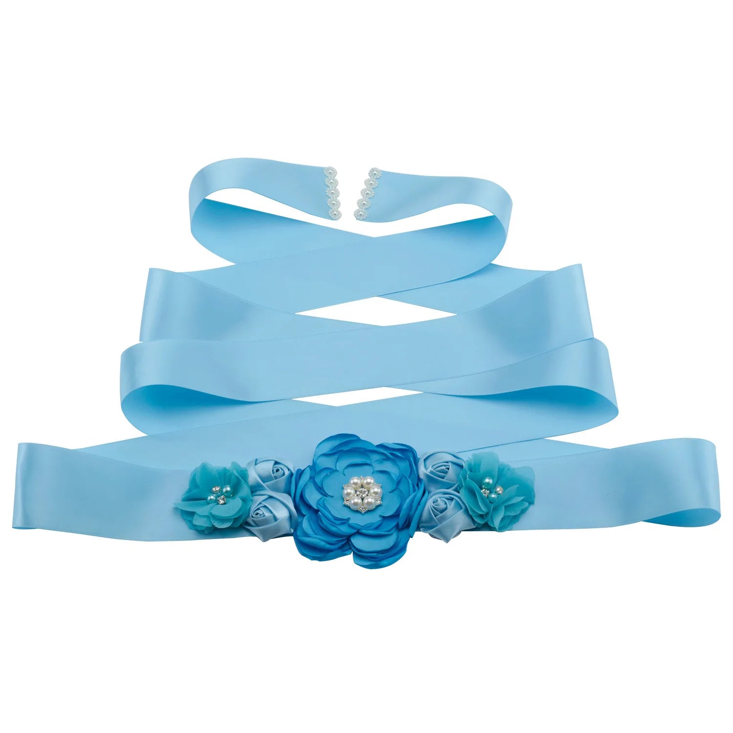 Wedding Accessories Bridal Belts Satin Flower Sash Woman Girl Belts Flower Bead Belts Floral Belt Wedding Rhinestone Flower Belt