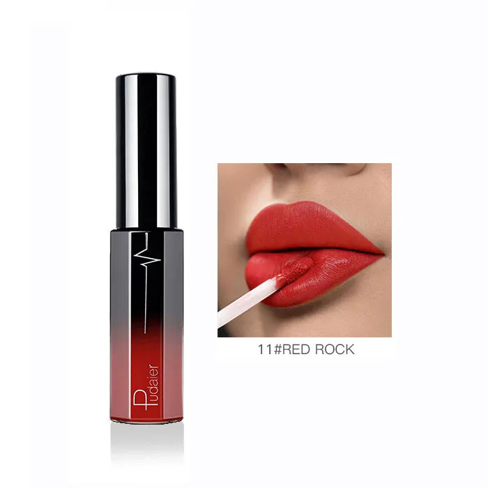 Pudaier Semi Matte Liquid Lipstick Lips Makeup Half Moisturizing Lip Gloss Makeup Cosmetics Moisturizer Lipgloss Make Up Batom - My Store
