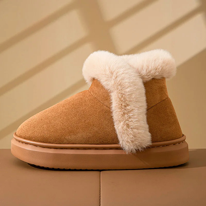 Pallene Winter Plush Snow Boots for Women Outdoor Non-Slip Casual Furry Cotton Boots Indoor Warm Cozy Home Shoes Fuzzy Flat Boot