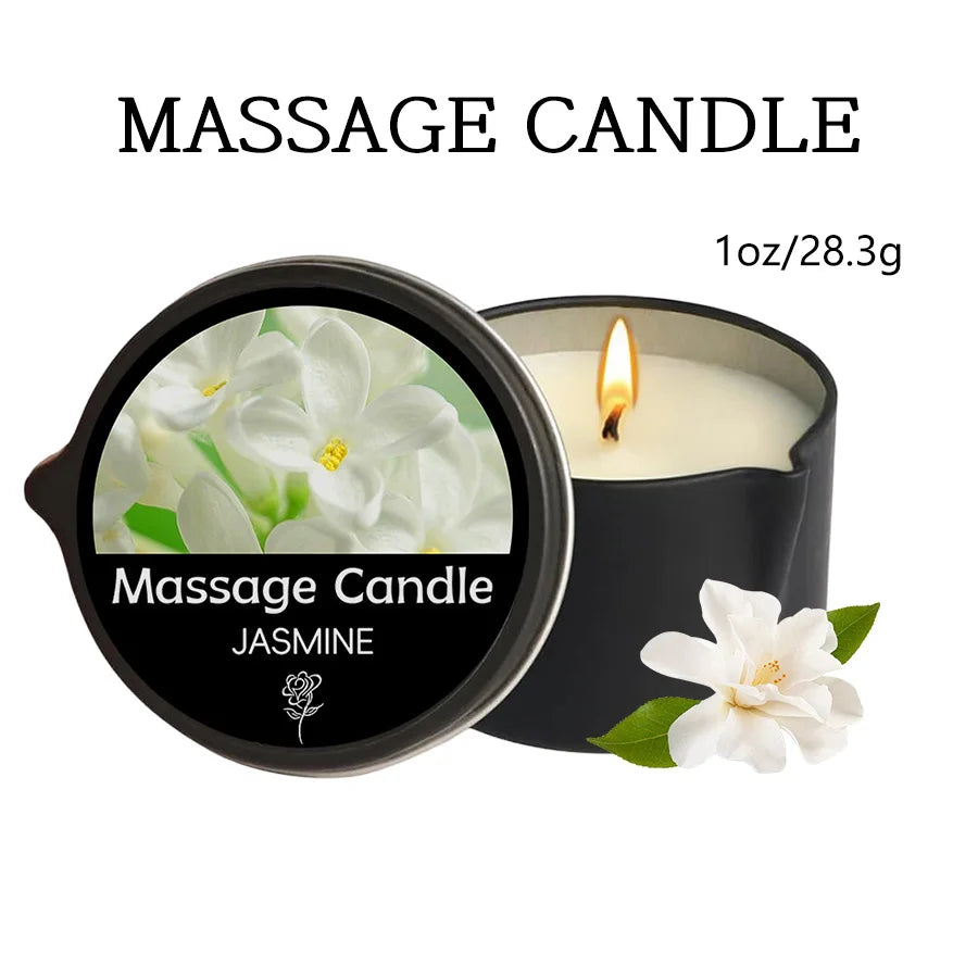 Massage Candle -Essential Oil- Six Different Scents , 1oz/2oz Melts Into Warm Massage Oil - Sensual Massage Candle, Pour Spout