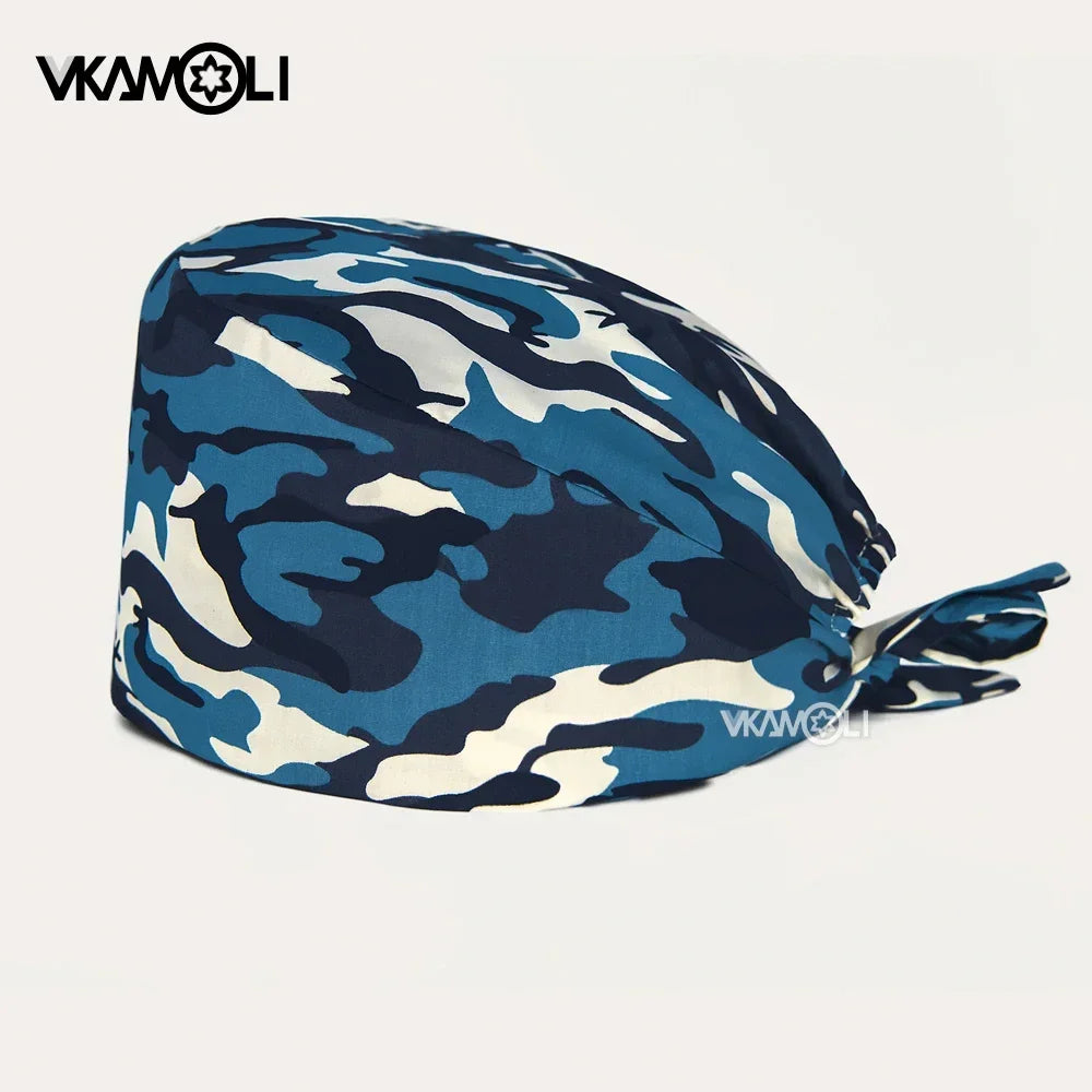 Wholesale Camouflage Print Women and Men Scrubs Caps Laboratory Health Service Station Work Cap Scrubs Hat Nursing Head Cap