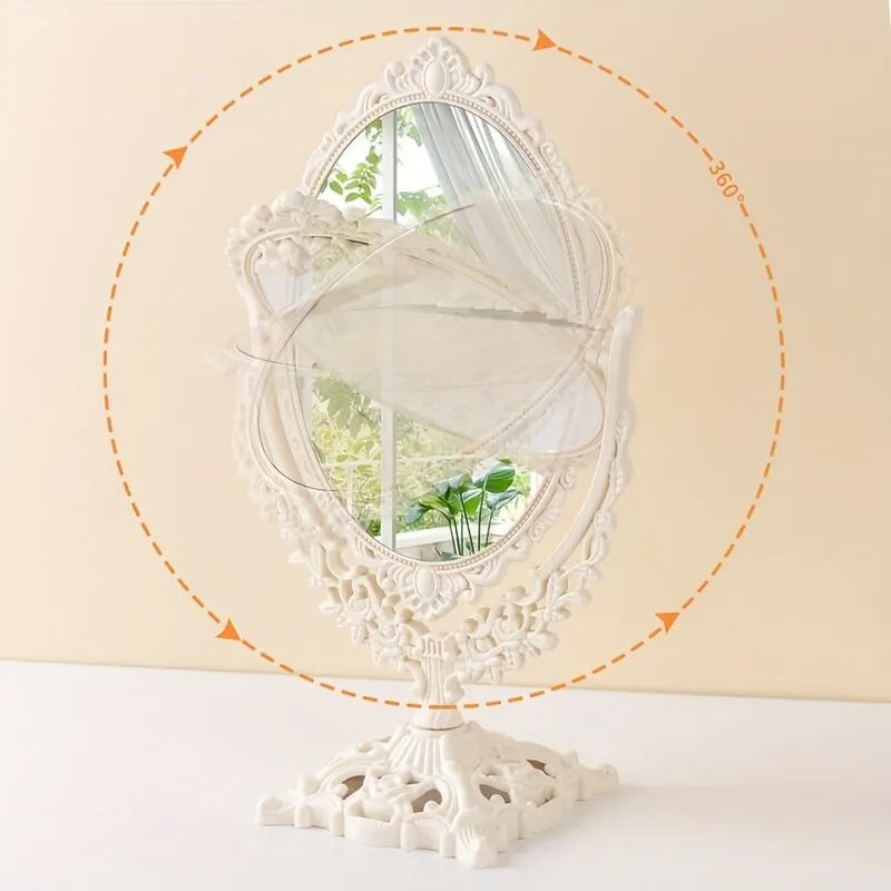 Vintage Makeup Mirror European Desktop Makeup Mirror Double Sided Minimalist Makeup Mirror - My Store