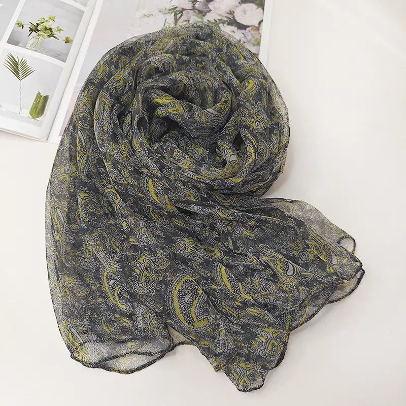 [BYSIFA] Ladies Silk Scarf Shawl New Long Scarves Fashion Brand Scarves Elegant Purple Blue Neck Scarf Beach Shawl Cover-Ups
