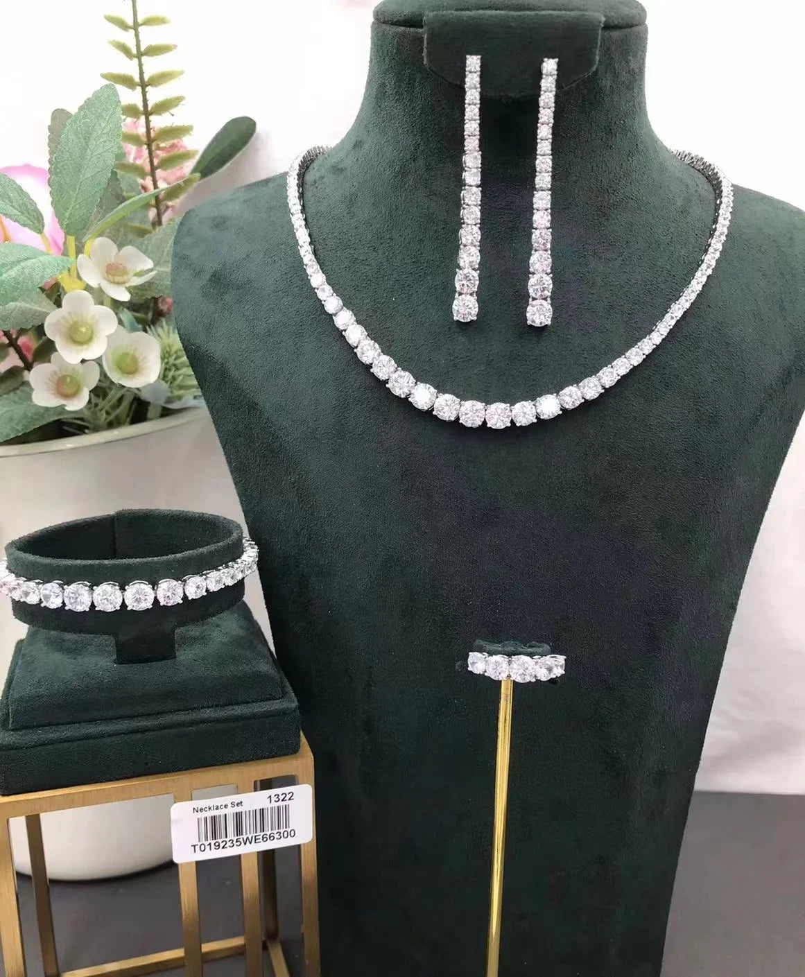JEWEL 4pcs Bridal Cubic Zirconia Jewelry Sets for Women Party Luxury Dubai Nigeria CZ Crystal Wedding Jewelry Sets