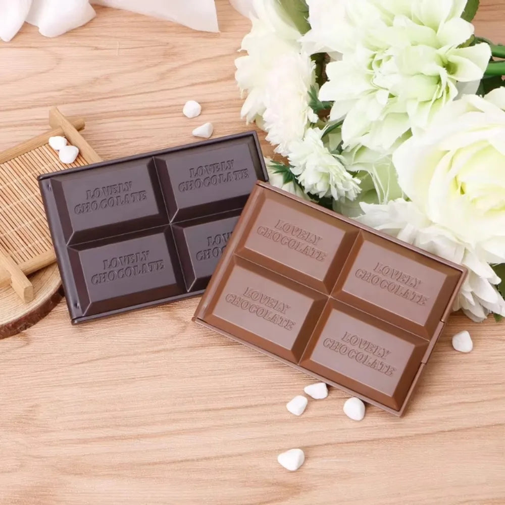 Foldable Compact Mirror Portable Makeup Mirror Chocolate Square Hand Mirror Makeup Vanity Mirror Pocket Cosmetic Mirrors - My Store