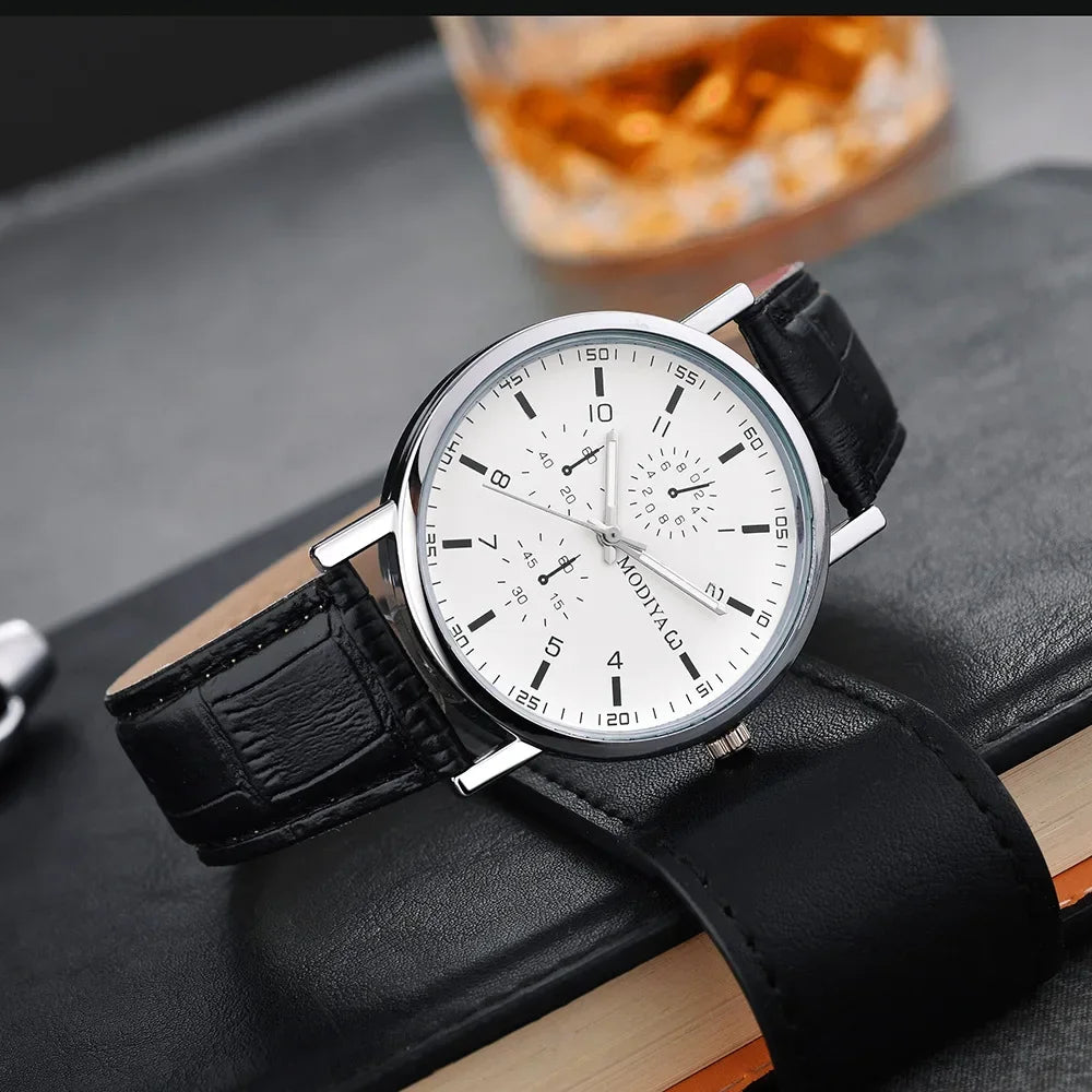 Men's Watches Business Wrist Watch Luxury Leather Strap Analog Watches Quartz Wristwatches Clock Men Women Casual Simple Watch