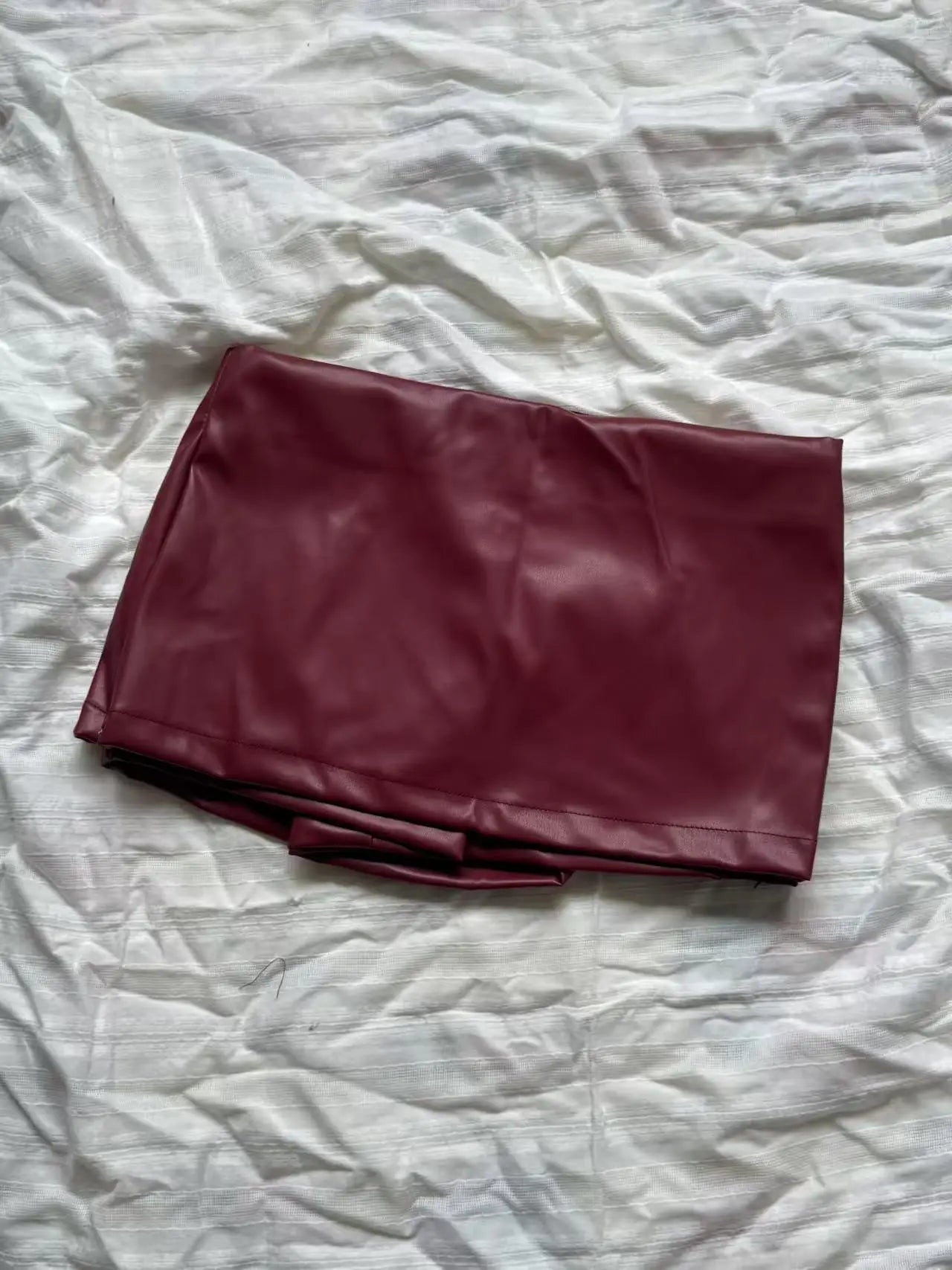 Faux Leather Mini Skirts Elegant  Korean Fashion Black PU Skirts for Woman Low Rise Skirt Zip Up Split Skirt With Shorts Brown