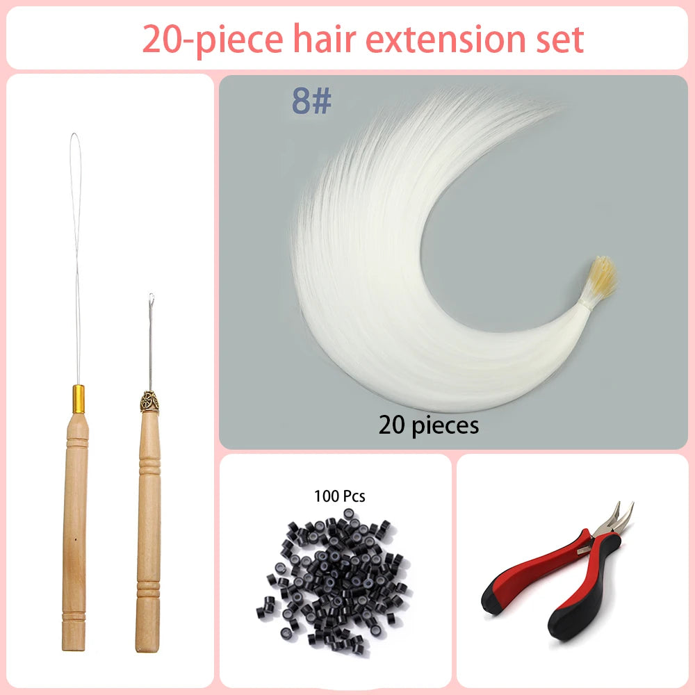 20 Strands/Pack Random Ten Colors Synthetic Colored I-Tip Stick Hair Extensions Straight Hair 16 Inch for Women High Temperature