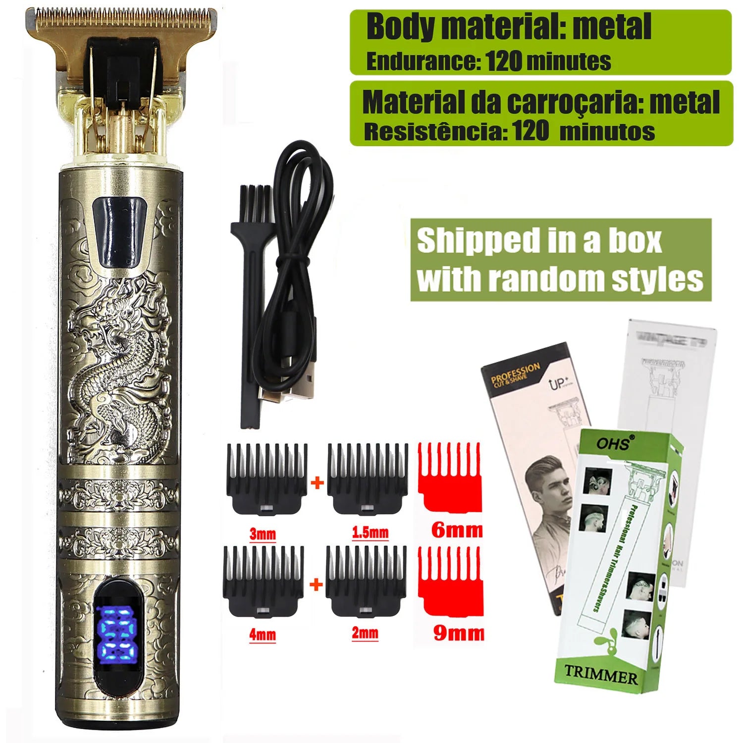 Tondeuse Dragon Vintage T9 Cordless Professional Hair Clippers Electric Trimmers for Men Clipper Hair Cutting Machine Shaver