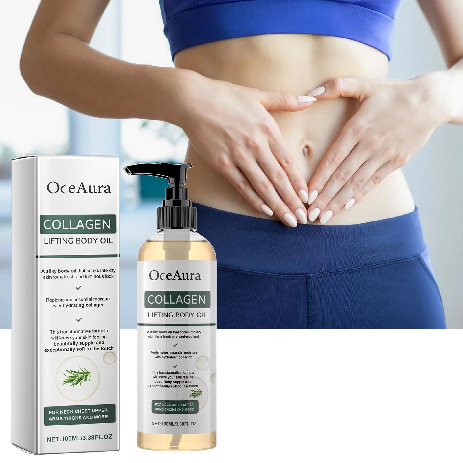 OceAura Collagen Body Oil Moisturizing and Moisturizing Whole Body Massage Essential Oil for Dry Skin Moisturizer Hydrating