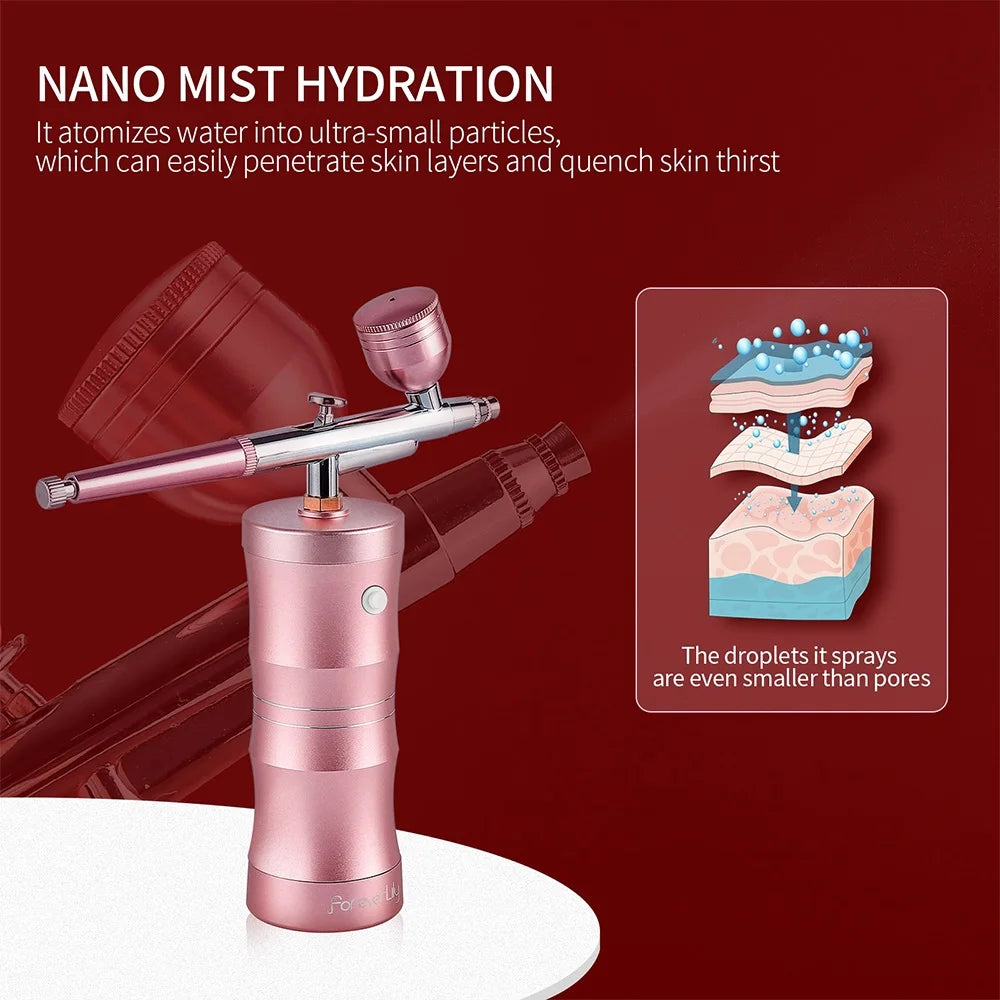 0.3mm Mini Facial Airbrush Compressor Kit Air-Brush Spray Gun Oxygen Injector for Nail Art Paint Craft Cake Nano Mist Sprayer