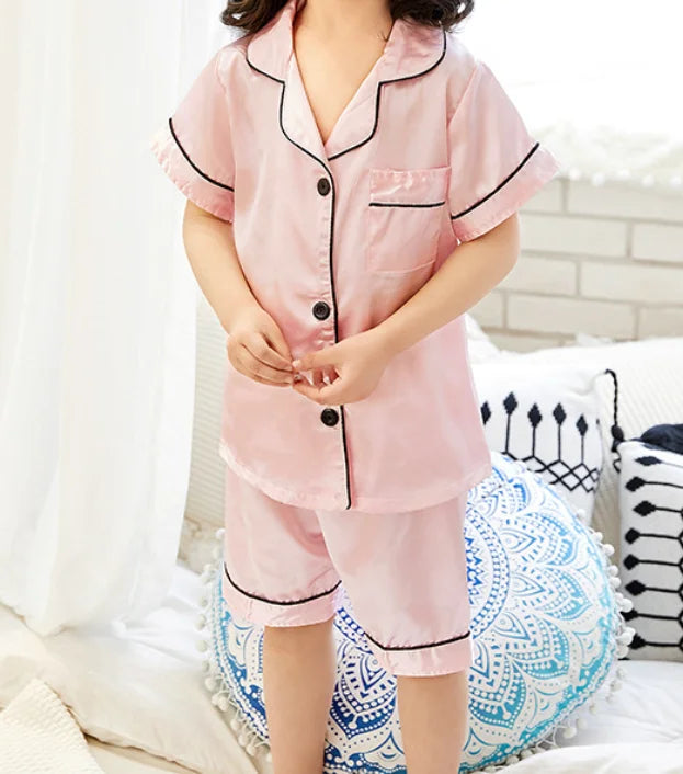 Personalized Satin Kids Pajamas Customized Pajamas for Kids Party Christmas Matching Family Pajamas Flower Girl Pajamas Kids Pjs
