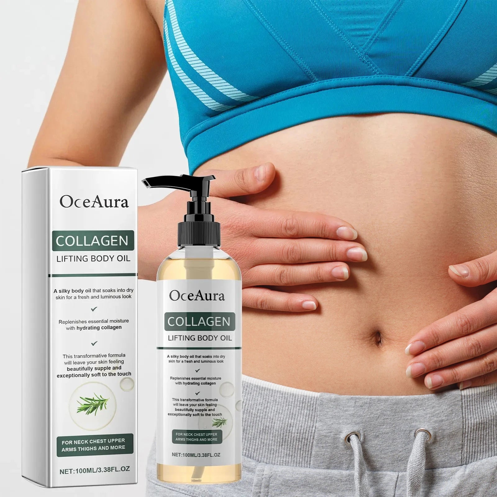 OceAura Collagen Body Oil Moisturizing and Moisturizing Whole Body Massage Essential Oil for Dry Skin Moisturizer Hydrating