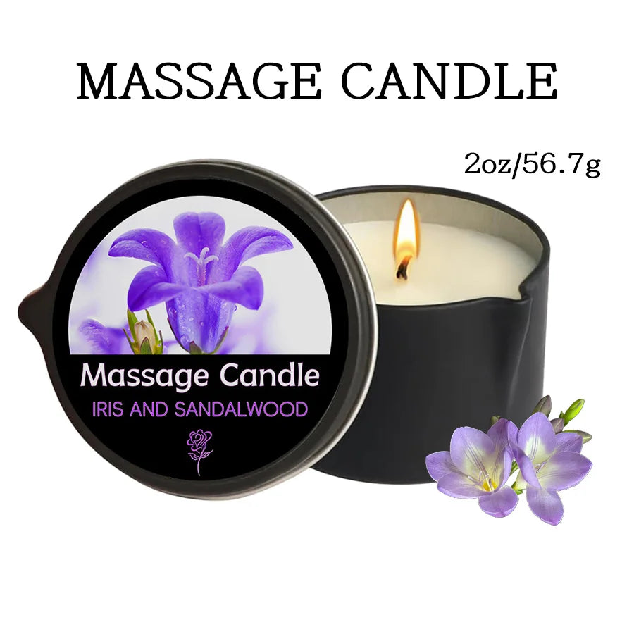 Massage Candle -Essential Oil- Six Different Scents , 1oz/2oz Melts Into Warm Massage Oil - Sensual Massage Candle, Pour Spout