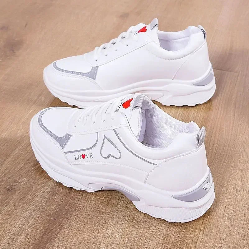 Women Shoes Heart-Shaped Platform Sneakers Woman Walking Sports-Shoes Breathable White Shoe Casual Sneaker Zapatos Mujer