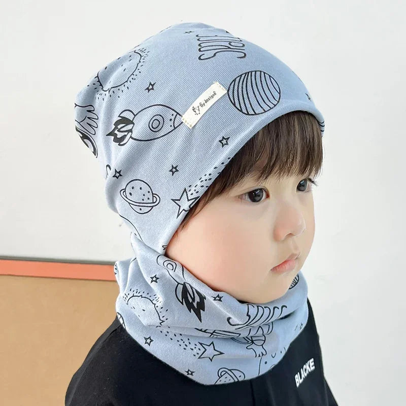 Winter Spring Cotton Baby Hat Scarf Infant Hat Set Duvet Fabric Beanie Hats for Kids Baby Girl Hat Baby Boy Hat Plush Warm Hat