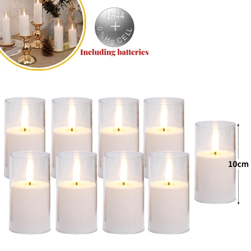 6-60pcs Acrylic Glass Led Candles With Batteries Wedding Flameless Candles Flickering Pillar Candle for Home Party Outdoor Decor