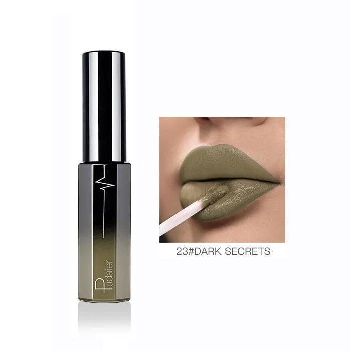 Pudaier Semi Matte Liquid Lipstick Lips Makeup Half Moisturizing Lip Gloss Makeup Cosmetics Moisturizer Lipgloss Make Up Batom - My Store