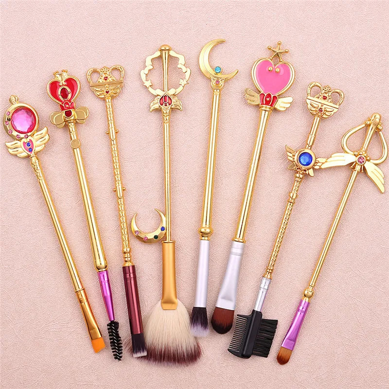 Japan Anime Sailor Moon Makeup Brushes Set Cartoon Figure Tsukino Usagi Wand Women Foundation Blush Eyeshadow Makeup Brushes - My Store