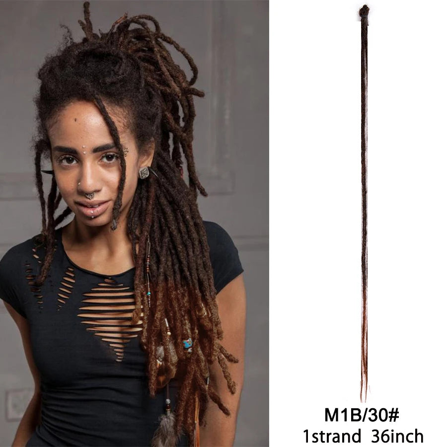 5 Strands Reggae Synthetic 20 36inch Handmade Dreadlocks Hair Extensions Faux Locks Crochet Hair Braid Hairpiece for Women/Men