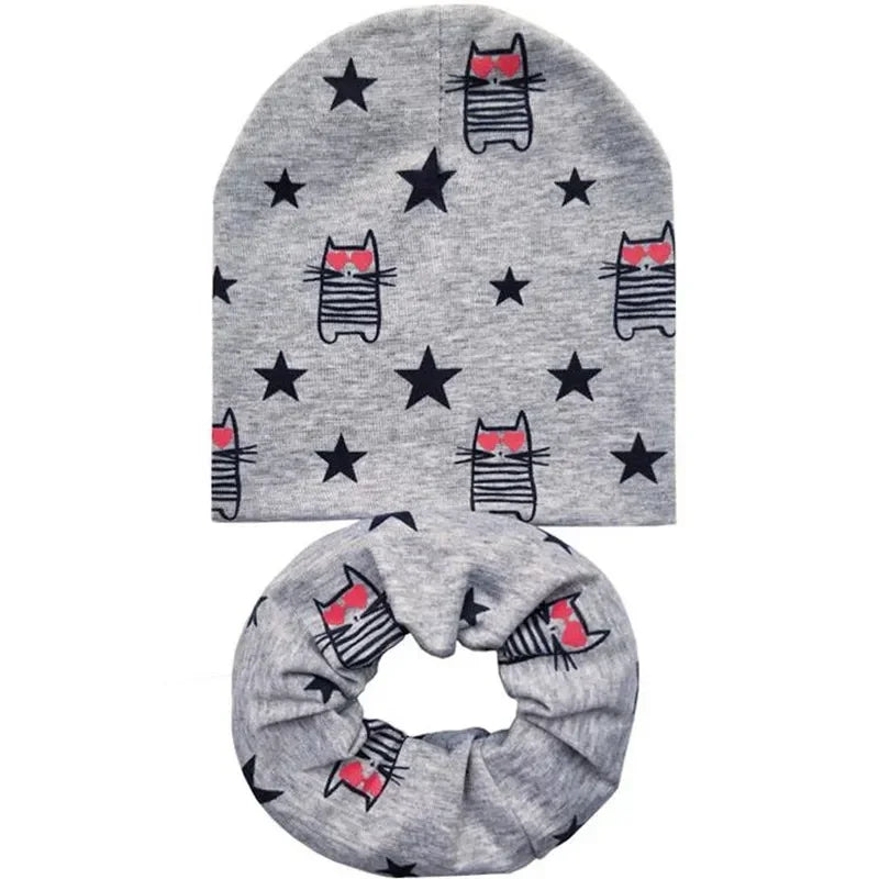 Winter Spring Cotton Baby Hat Scarf Infant Hat Set Duvet Fabric Beanie Hats for Kids Baby Girl Hat Baby Boy Hat Plush Warm Hat