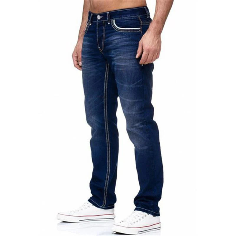Straight Jeans Men Washed No Hole Jean Spring Summer Boyfriend Jeans Streetwear Loose Cacual Designer Long Denim Pants Trousers