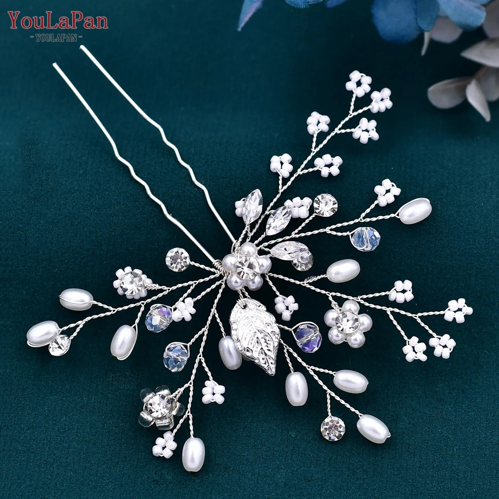 TOPQUEEN U Hair Pins Wedding Hair Accessories Rhinestone Headpieces Ladies Hairs Accessories Korean Women Hair Comb HP103-1