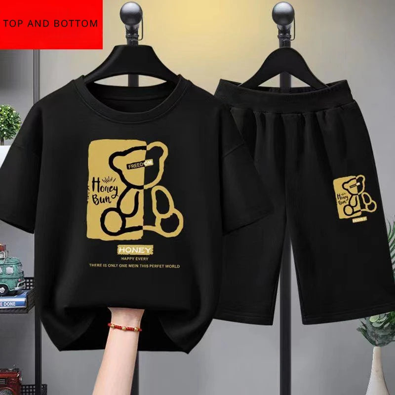Summer Baby Boy Clothes Set Children Girls Letter Printed T-Shirts and Shorts 2 Pieces Suit Kid Casual Top Bottom Tracksuits