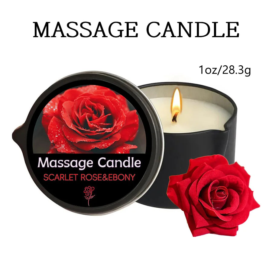 Massage Candle -Essential Oil- Six Different Scents , 1oz/2oz Melts Into Warm Massage Oil - Sensual Massage Candle, Pour Spout