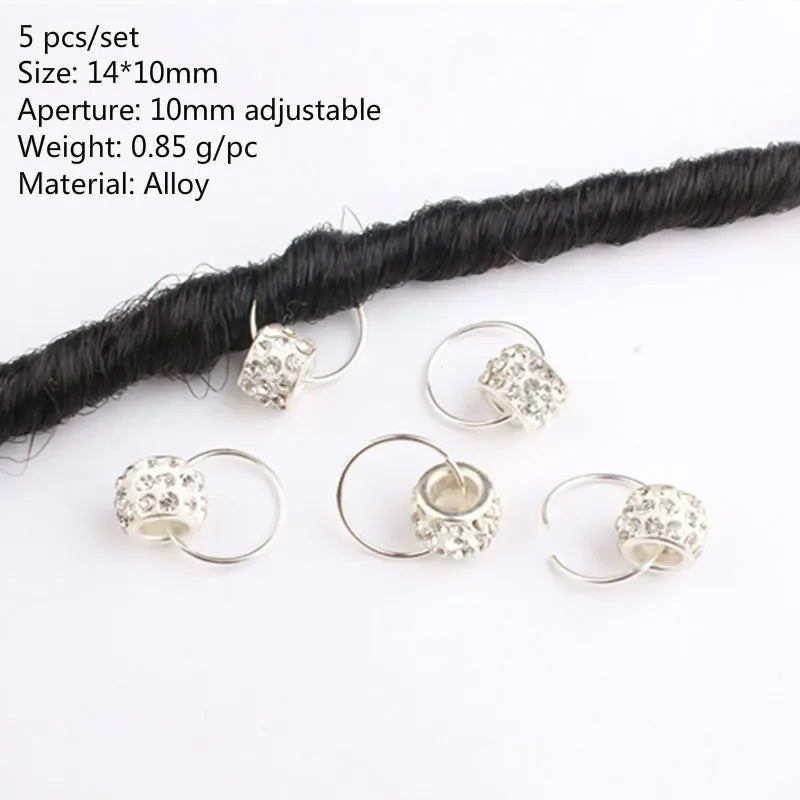 5pcs/Bag Hair Braid Bead Butterfly Dreadlock Beads Ring Braiding Hair Sparkly Hair Styling Tool Bohemian Braid Hairs Accessories