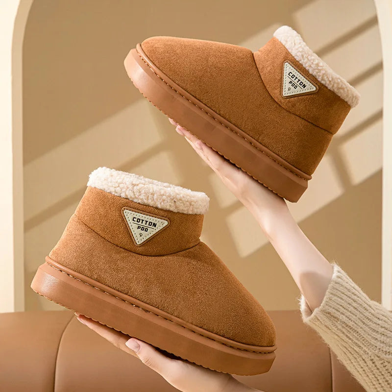 Pallene Winter Plush Snow Boots for Women Outdoor Non-Slip Casual Furry Cotton Boots Indoor Warm Cozy Home Shoes Fuzzy Flat Boot