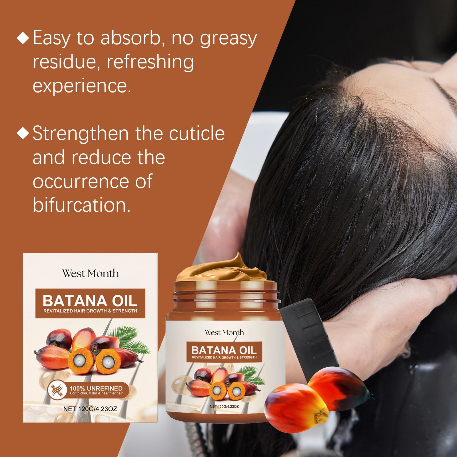 West Month Batana Oil Conditioner Natural Care Moisturizing Prevent Hair Loss and Hair Breakage Improve Hair Quality Soft Smooth